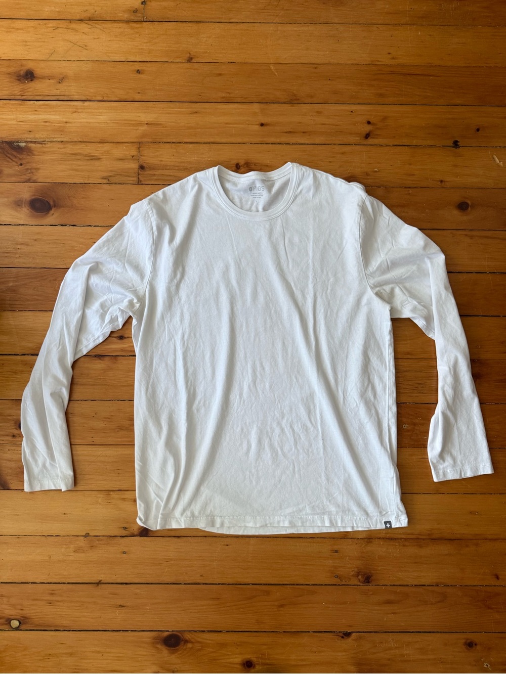 FIGS Shirt Womens Large White Ribbed Long Sleeve tee Stretch 100% Pima cotton